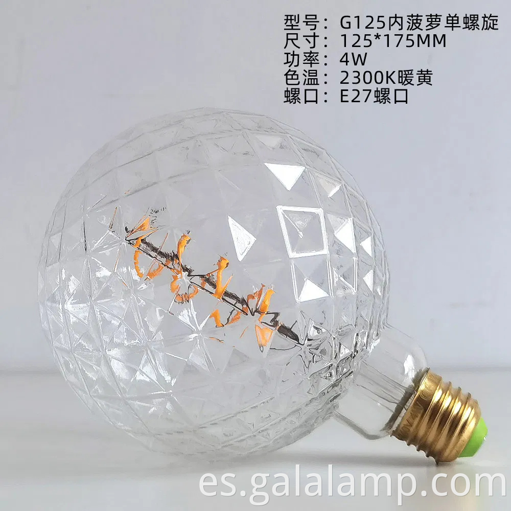 Lámpara decorativa de filamento de LED ámbar de forma grande de forma círculo
